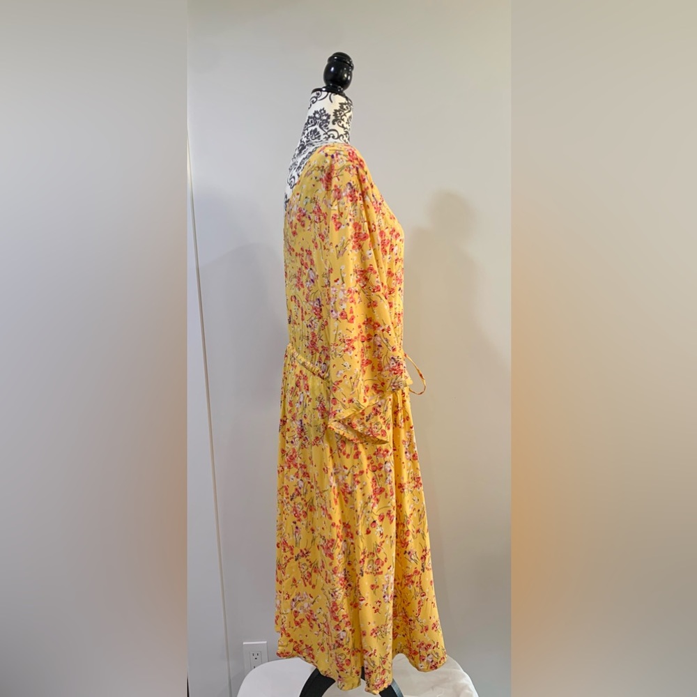 George, yellow floral midi dress, size: 2X